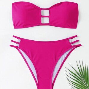 💖✨ Hot Pink Strapless Cutout Bikini Set | Size Medium | NWT ✨💖